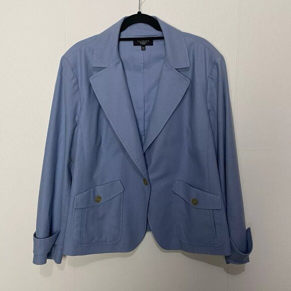 Talbots Blazer Women’s Blue Cotton Linen Blend Button Lined Jacket - Picture 1 of 8